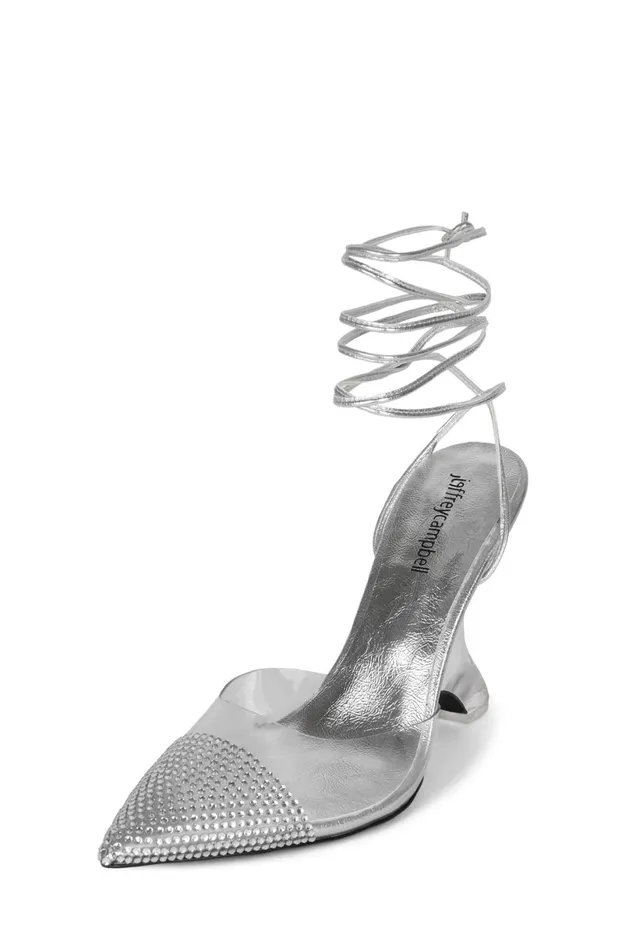 Jeffrey Campbell BIGEGO Silver Clear Women Wedge