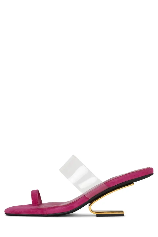 Jeffrey Campbell CALCULATE Fuchsia Suede Gold Women Heel