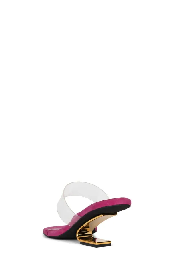 Jeffrey Campbell CALCULATE Fuchsia Suede Gold Women Heel