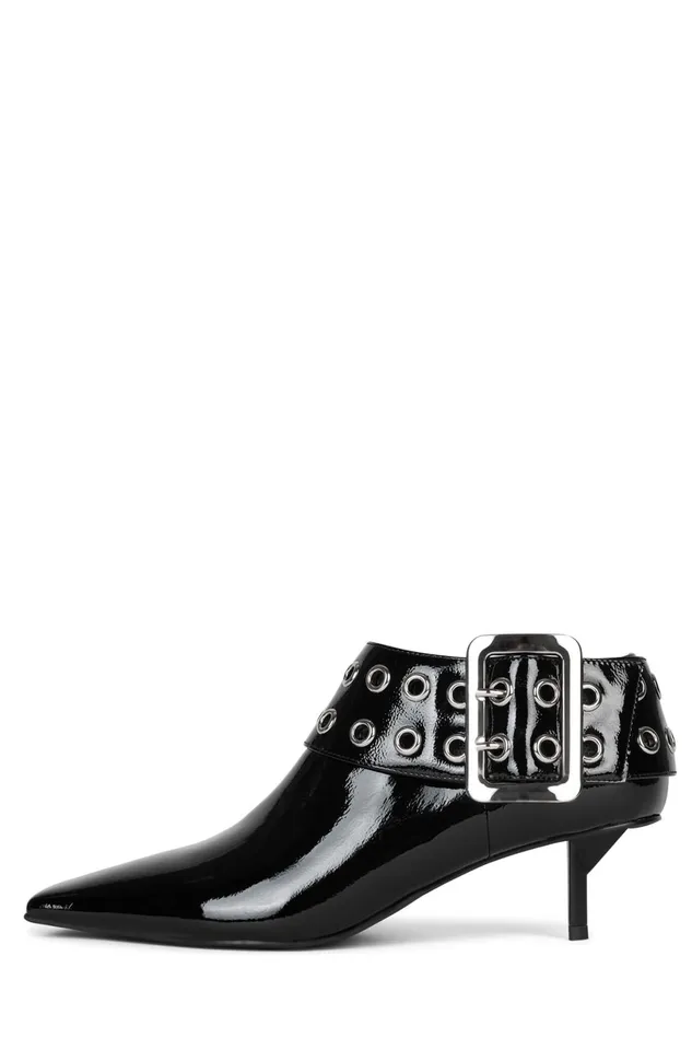 Jeffrey Campbell CELESTA Black Crinkle Patent Silver Women Ankle To Mid