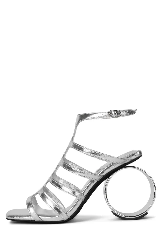 Jeffrey Campbell CIRCLES Silver Metallic Women Heel