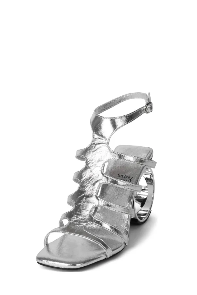Jeffrey Campbell CIRCLES Silver Metallic Women Heel