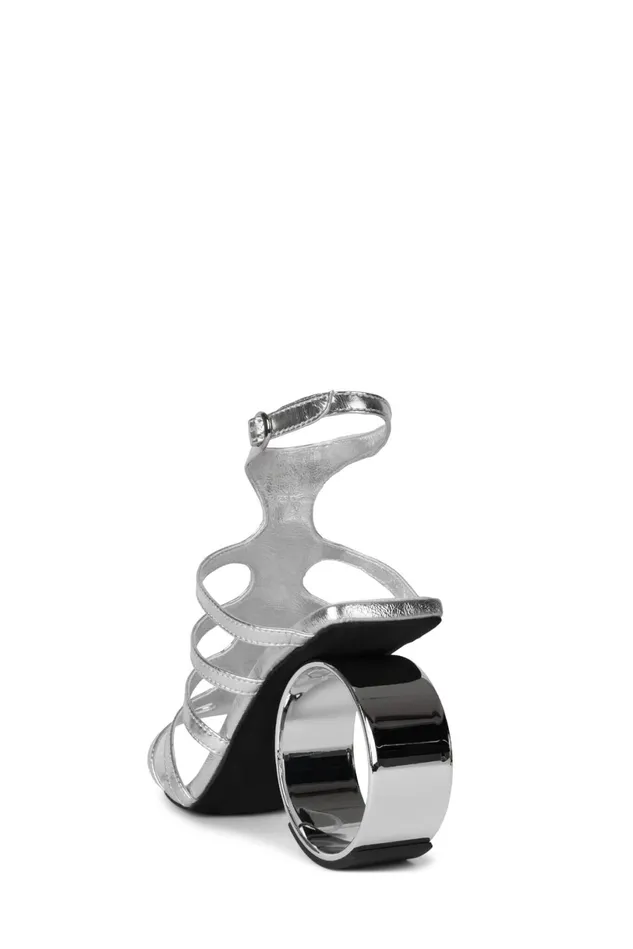 Jeffrey Campbell CIRCLES Silver Metallic Women Heel