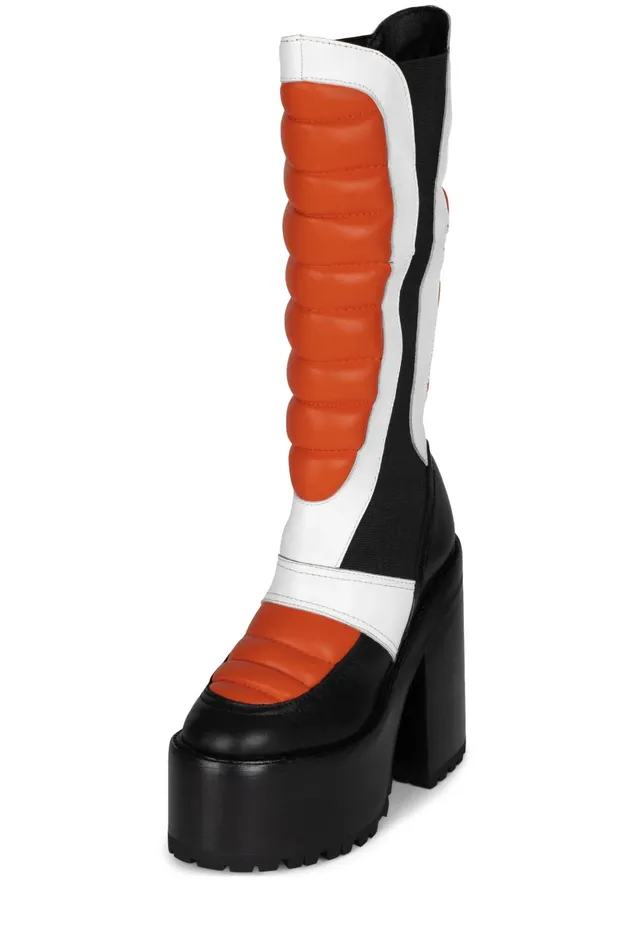 Jeffrey Campbell DIRTBIKE Black Orange White Women Boot