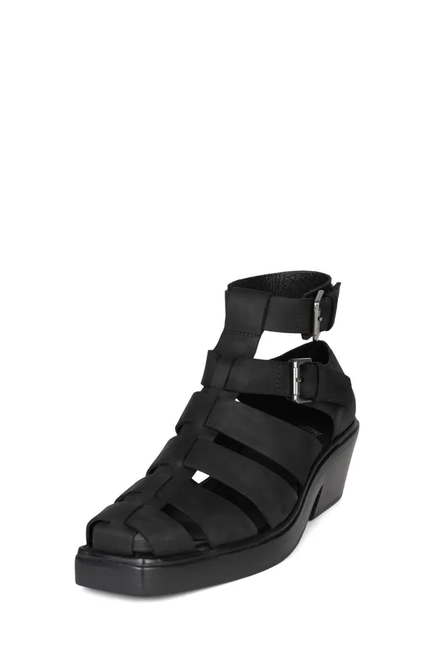 Jeffrey Campbell ELECTIVE Black Crazy Horse Women Ankle To Mid