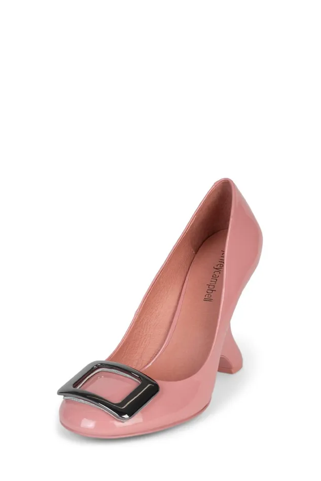 Jeffrey Campbell FALSETTO Pink Patent Silver Women Wedge