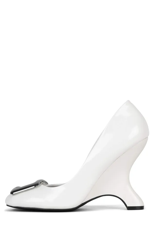 Jeffrey Campbell FALSETTO Pink Patent Silver Women Wedge
