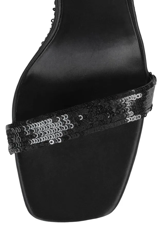 Jeffrey Campbell FLORALINE Black Sequins Women Wedge
