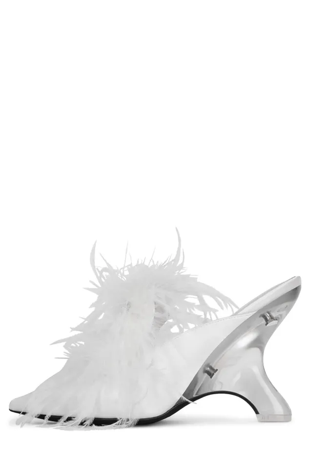 Jeffrey Campbell FURWUT White Satin Women Wedge
