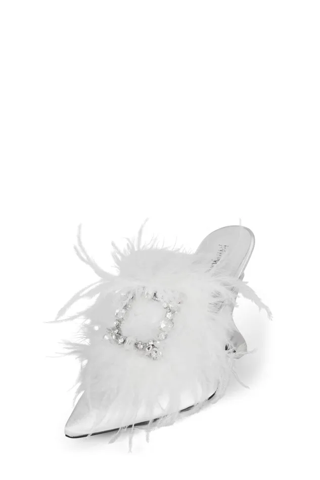 Jeffrey Campbell FURWUT White Satin Women Wedge