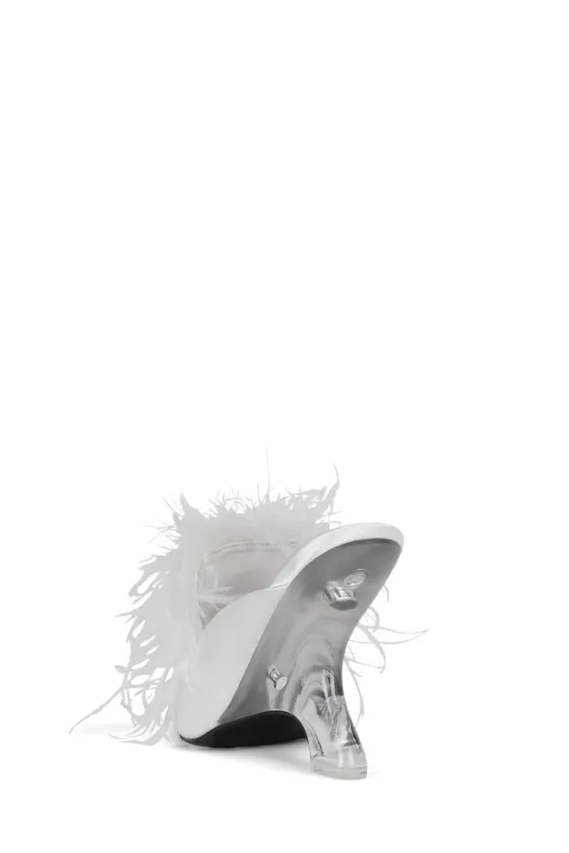 Jeffrey Campbell FURWUT White Satin Women Wedge