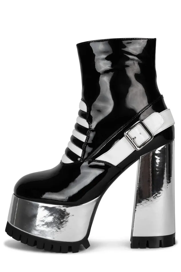 Jeffrey Campbell GALACTIA Black Patent Multi Women Boot