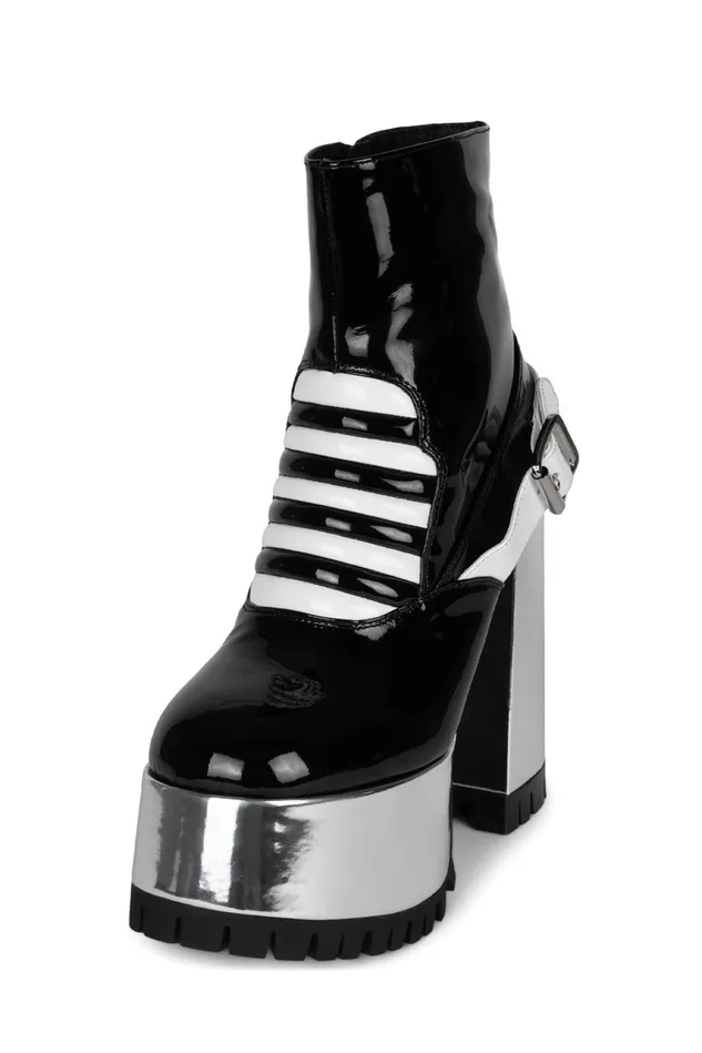 Jeffrey Campbell GALACTIA Black Patent Multi Women Boot