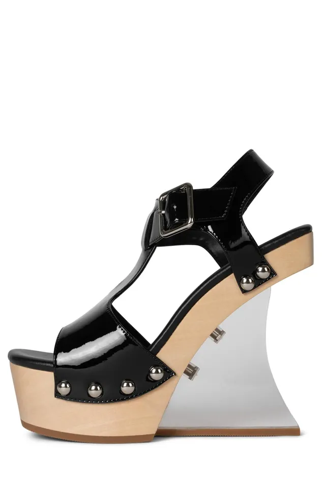 Jeffrey Campbell GALLERIA Black Patent Women Sandal