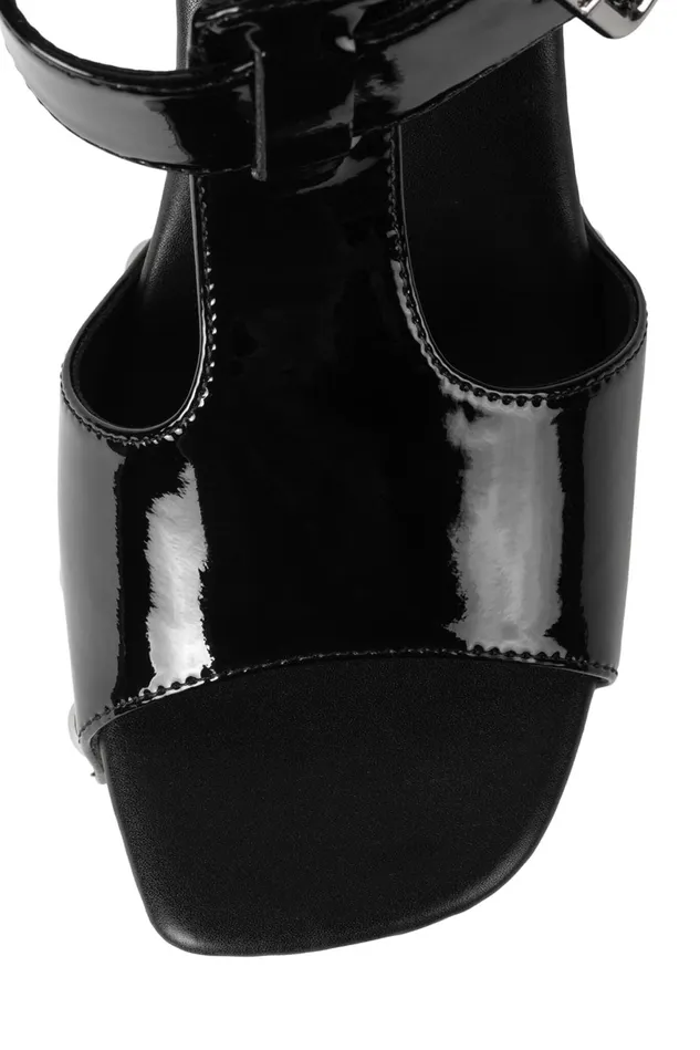 Jeffrey Campbell GALLERIA Black Patent Women Sandal