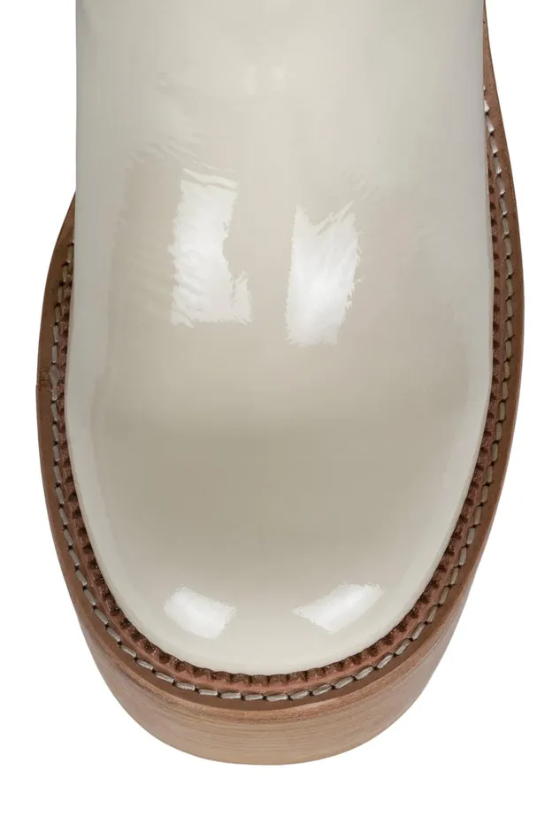 Jeffrey Campbell GRAVEYARD Ivory Crinkle Patent Women Boot