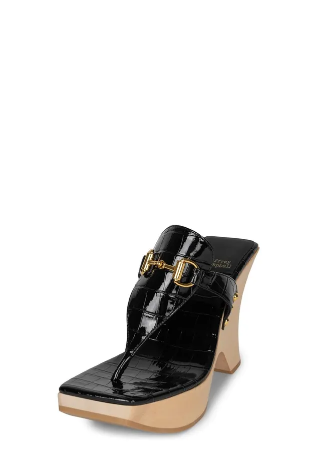 Jeffrey Campbell HAZY Black Croco Gold Women Sandal