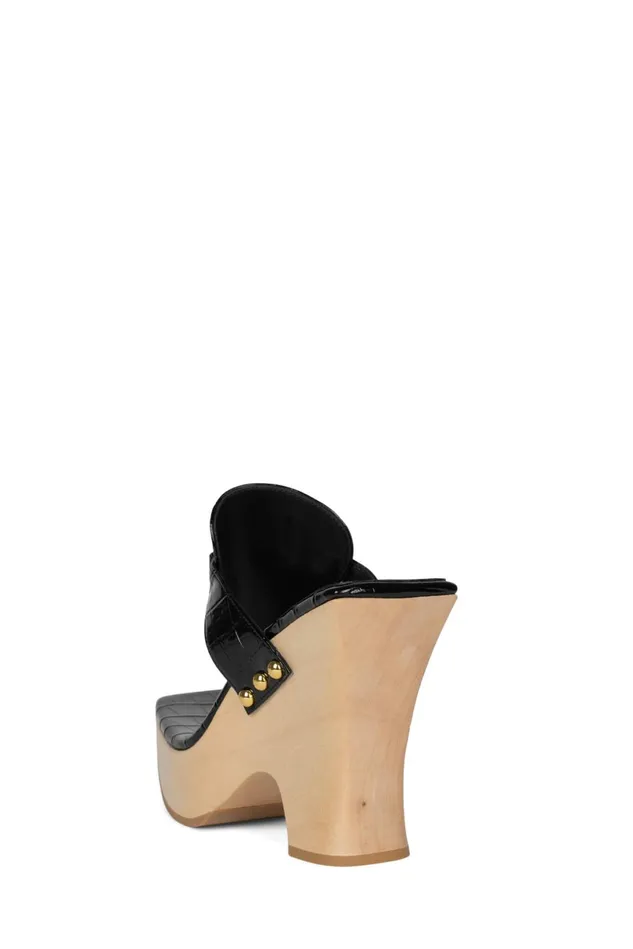 Jeffrey Campbell HAZY Black Croco Gold Women Sandal