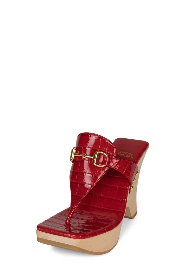 Jeffrey Campbell HAZY Black Croco Gold Women Sandal
