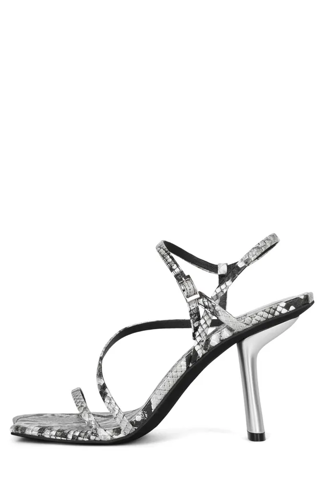 Jeffrey Campbell IDEALISTIC Black Snake Silver Women Heel