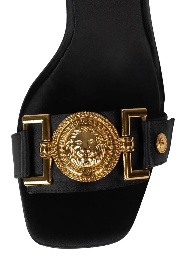 Jeffrey Campbell LEONITE Black Satin Gold Women Heel