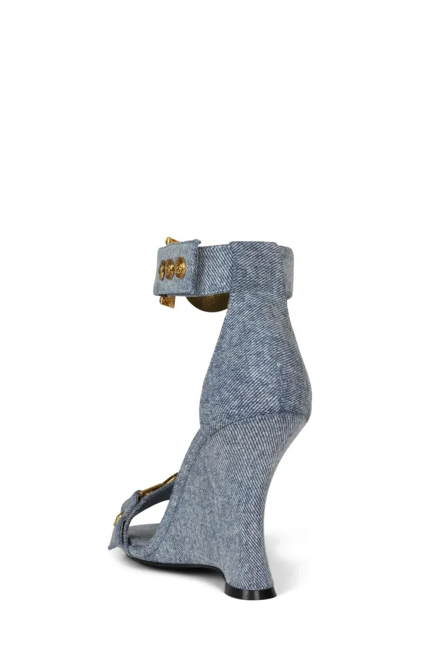 Jeffrey Campbell LEONITE Black Satin Gold Women Heel