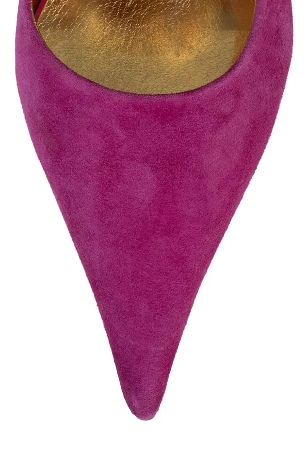 Jeffrey Campbell LEOS Fuchsia Suede Orange Gold Women Pump