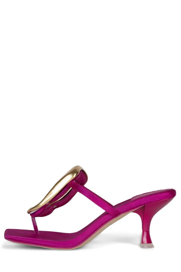 Jeffrey Campbell LINQUP Fuchsia Satin Gold Women Heel
