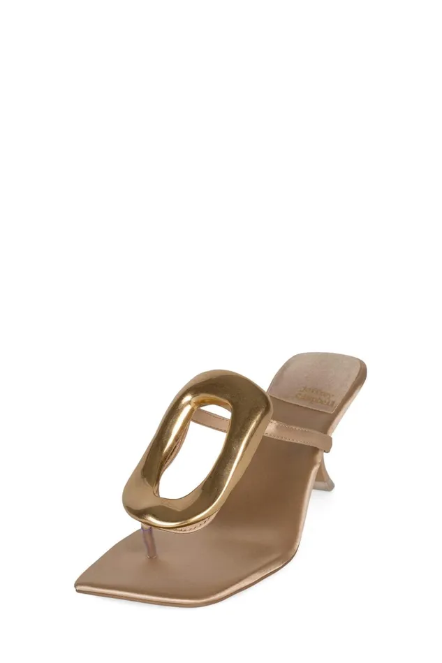 Jeffrey Campbell LINQUP Fuchsia Satin Gold Women Heel