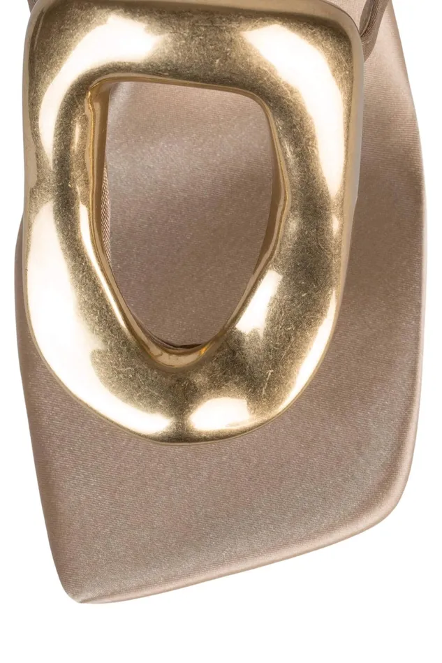 Jeffrey Campbell LINQUP Fuchsia Satin Gold Women Heel