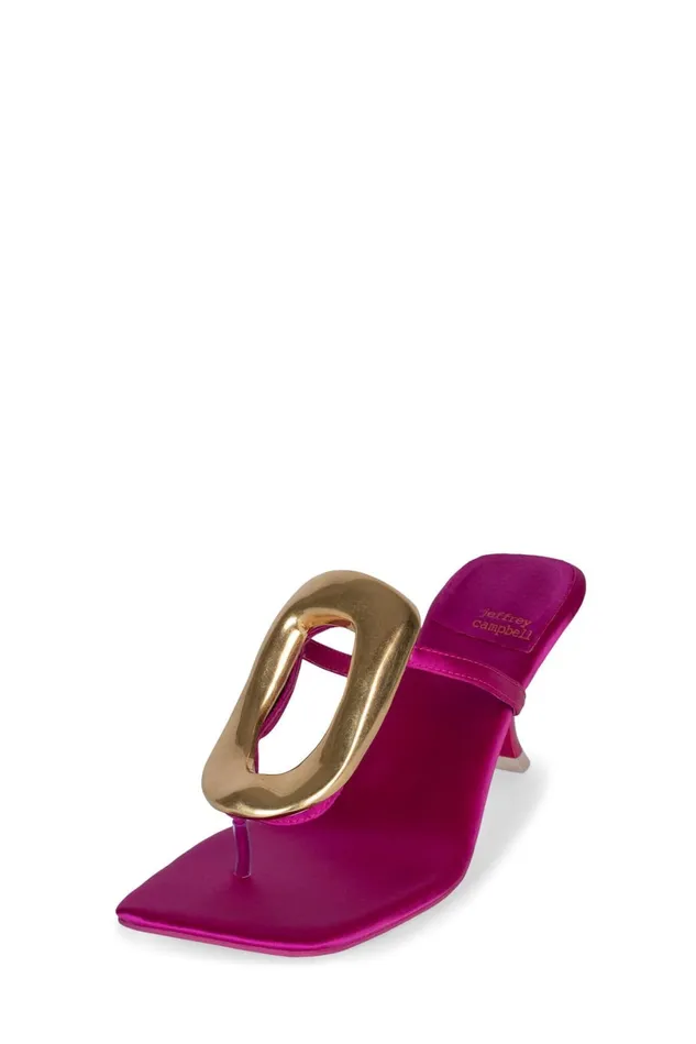 Jeffrey Campbell LINQUP Fuchsia Satin Gold Women Heel
