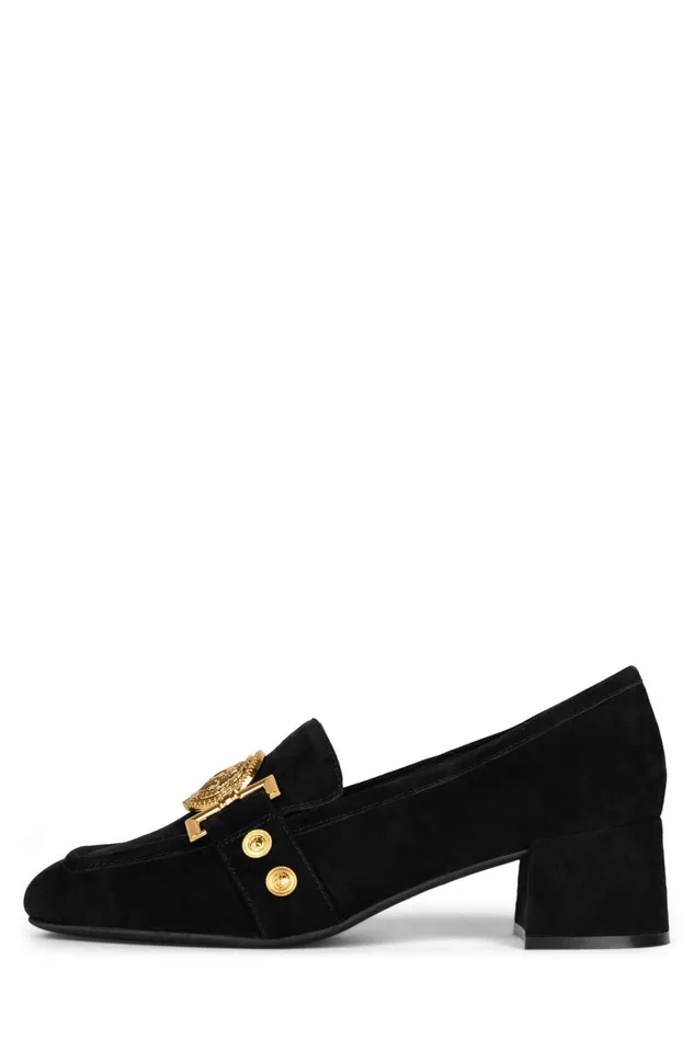 Jeffrey Campbell LIONETTE Black Suede Gold Women Pump