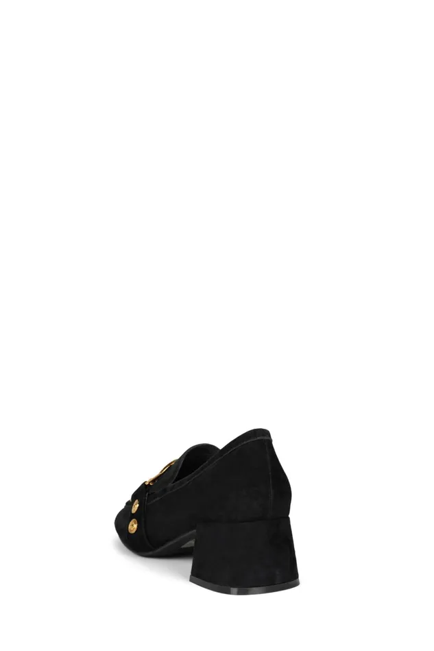 Jeffrey Campbell LIONETTE Black Suede Gold Women Pump