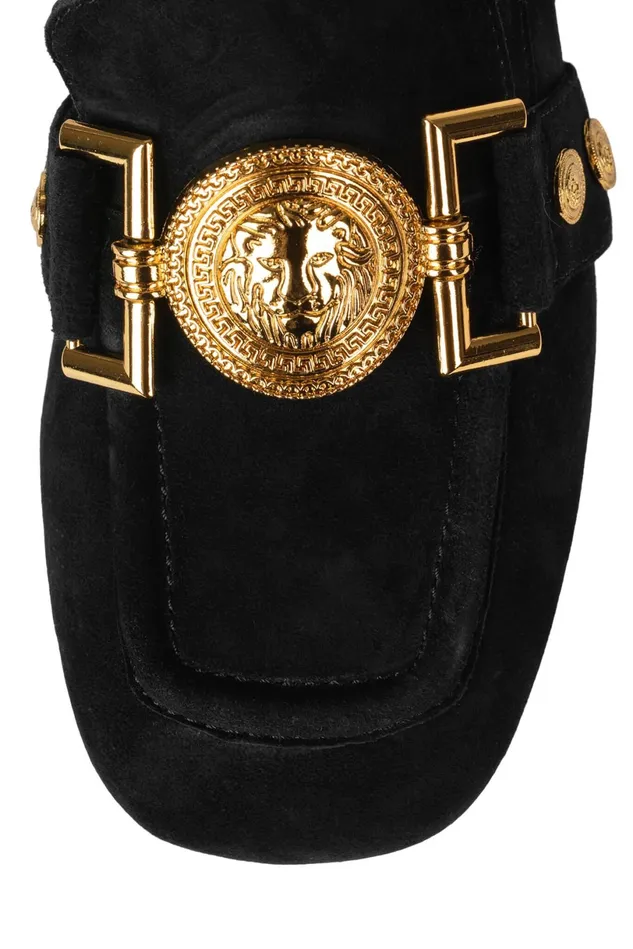 Jeffrey Campbell LIONETTE Black Suede Gold Women Pump