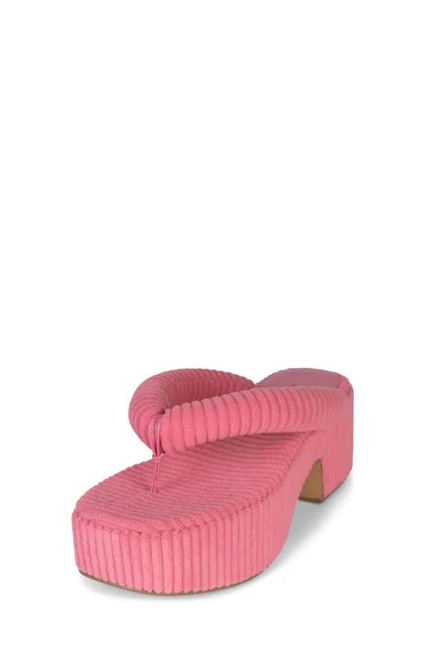Jeffrey Campbell LUAU2 Pink Stripe Terrycloth Women Sandal