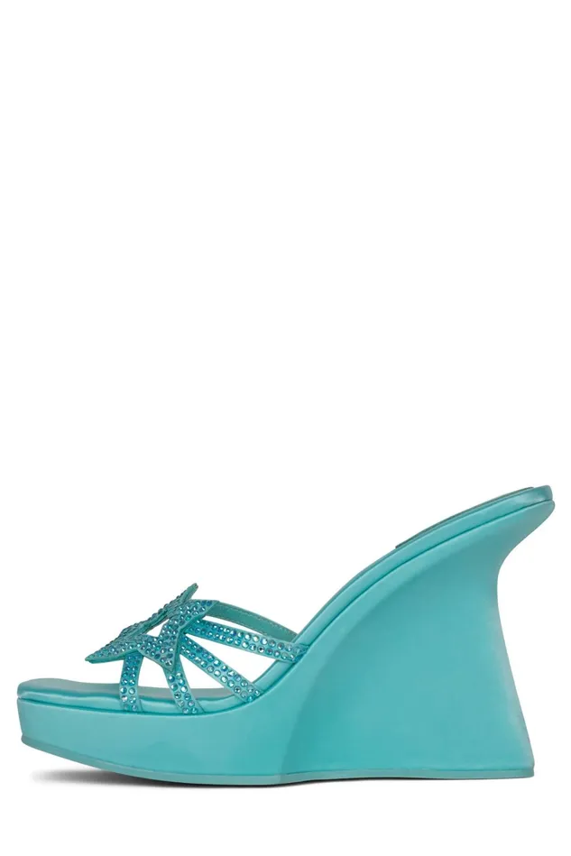 Jeffrey Campbell MEGASTAR Blue Satin Blue Women Sandal