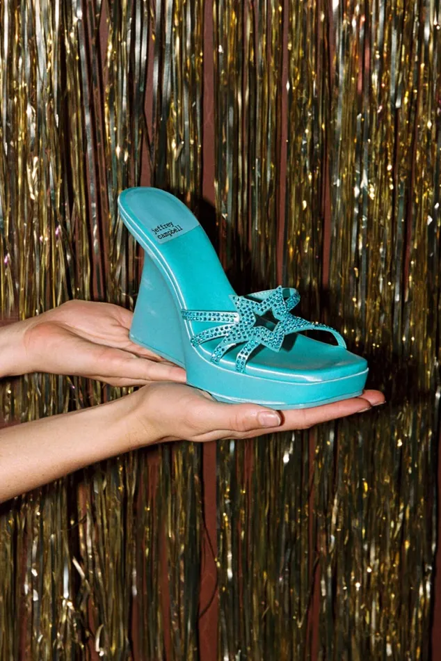 Jeffrey Campbell MEGASTAR Blue Satin Blue Women Sandal