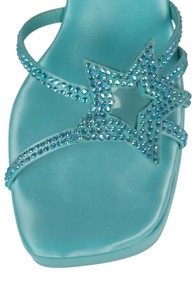 Jeffrey Campbell MEGASTAR Blue Satin Blue Women Sandal