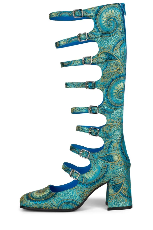 Jeffrey Campbell MONSIEUR Blue Paisley Women Pump