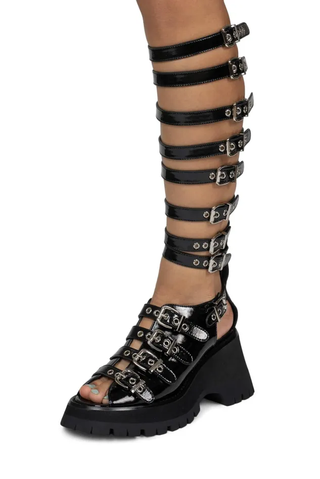 Jeffrey Campbell POSTPUNK White Crinkle Patent Women Sandal