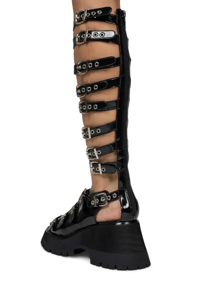 Jeffrey Campbell POSTPUNK White Crinkle Patent Women Sandal