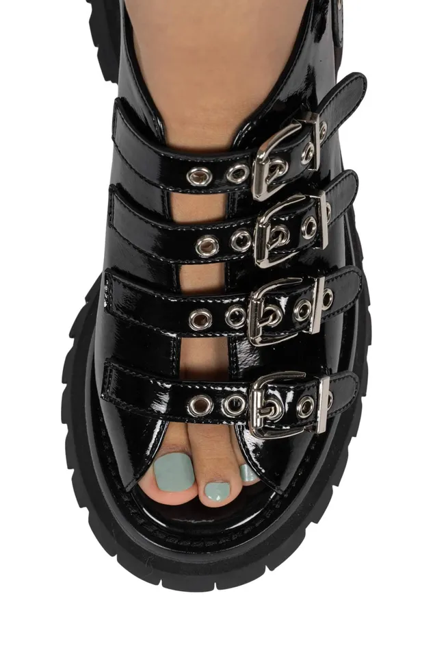 Jeffrey Campbell POSTPUNK White Crinkle Patent Women Sandal