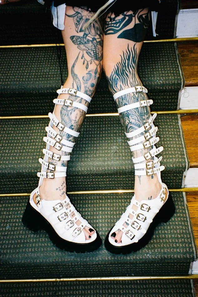 Jeffrey Campbell POSTPUNK White Crinkle Patent Women Sandal