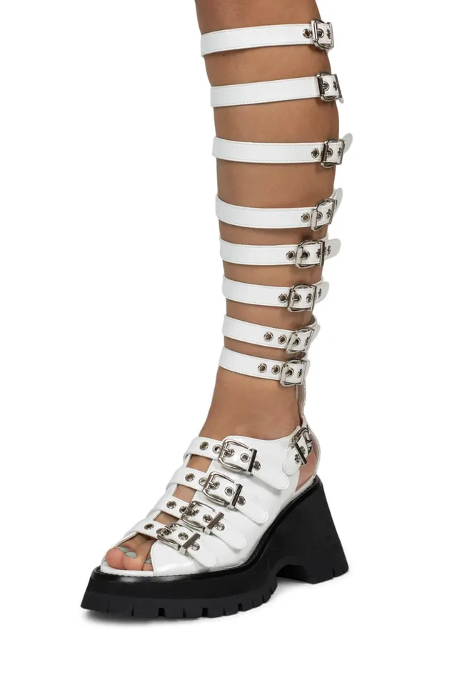 Jeffrey Campbell POSTPUNK White Crinkle Patent Women Sandal