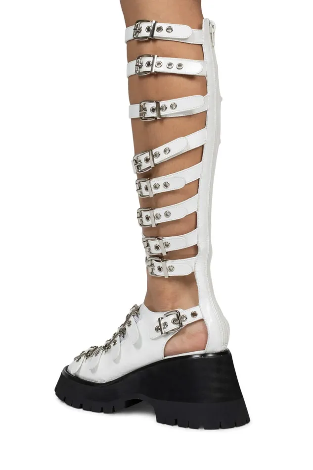 Jeffrey Campbell POSTPUNK White Crinkle Patent Women Sandal