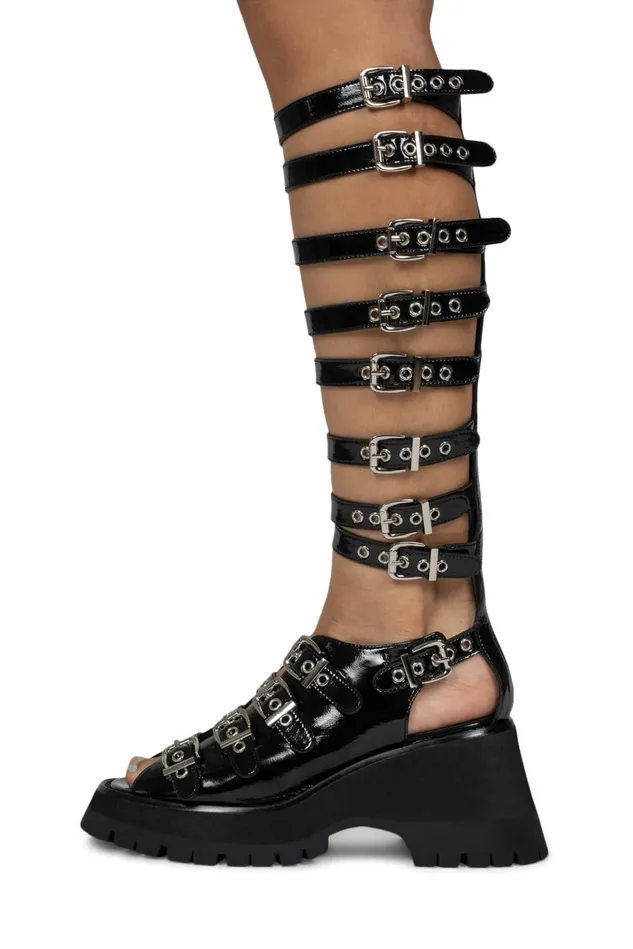 Jeffrey Campbell POSTPUNK White Crinkle Patent Women Sandal
