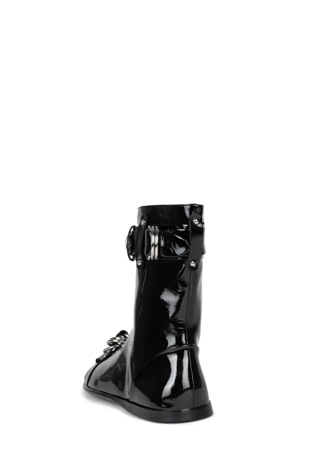 Jeffrey Campbell PRIZE Black Crinkle Patent Women Ankle To Mid