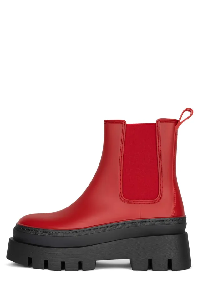 Jeffrey Campbell RAINSTORM Red Black Women Rain Boots