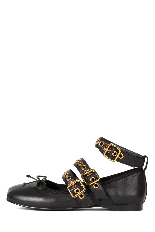 Jeffrey Campbell RINA White Gingham Black Patent Women Ballet Flats