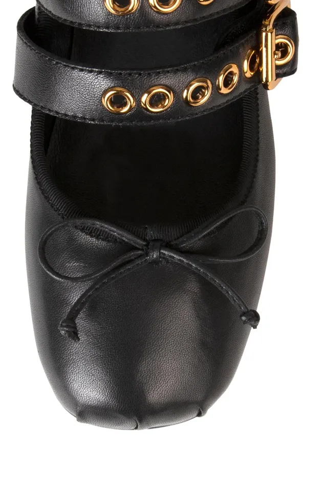 Jeffrey Campbell RINA White Gingham Black Patent Women Ballet Flats